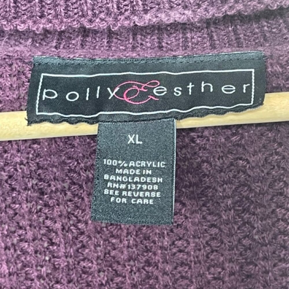 POLLY & ESTHER | Eggplant Purple Mock Neck Long Sleeve Sweater | Size XL - Picture 6 of 9